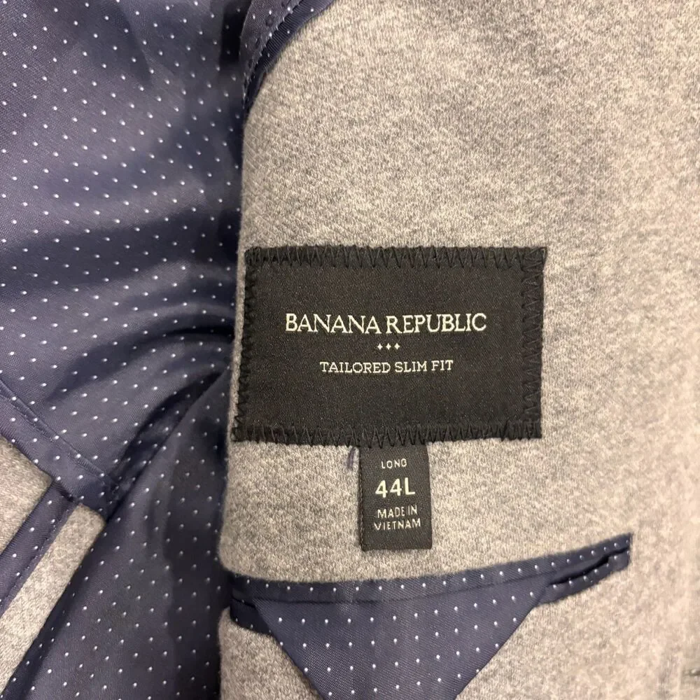 Banana Republic Men's 44L Long Tailored Slim Fit Grey Blazer Sports Coat 146209